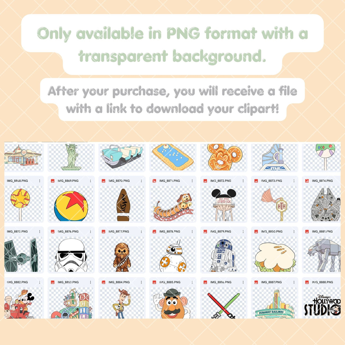 Disney's Hollywood Studios Clipart Pastel | Disney Trip Clipart