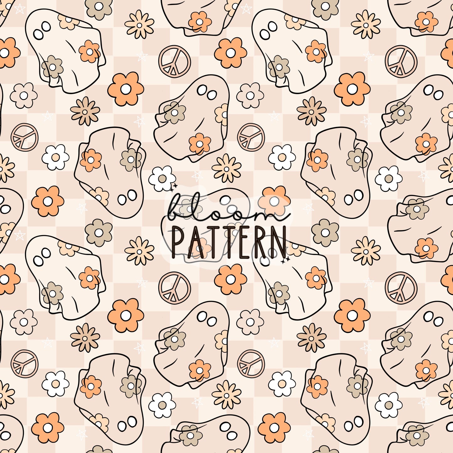 Halloween Spooky Flower Seamless Pattern