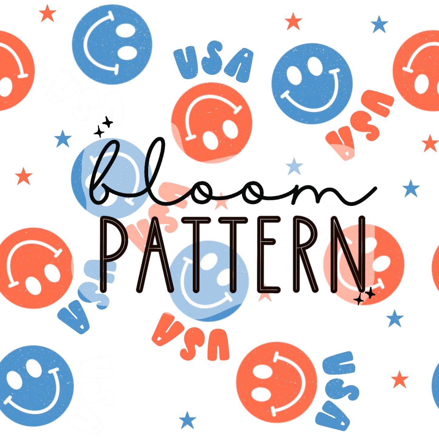 4th of july Smiley Face Retro Seamless Pattern