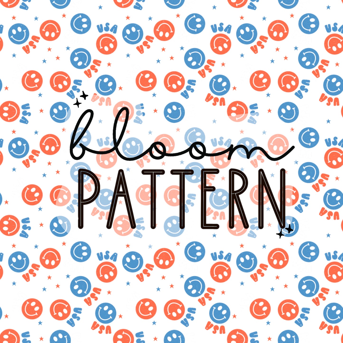 4th of july Smiley Face Retro Seamless Pattern