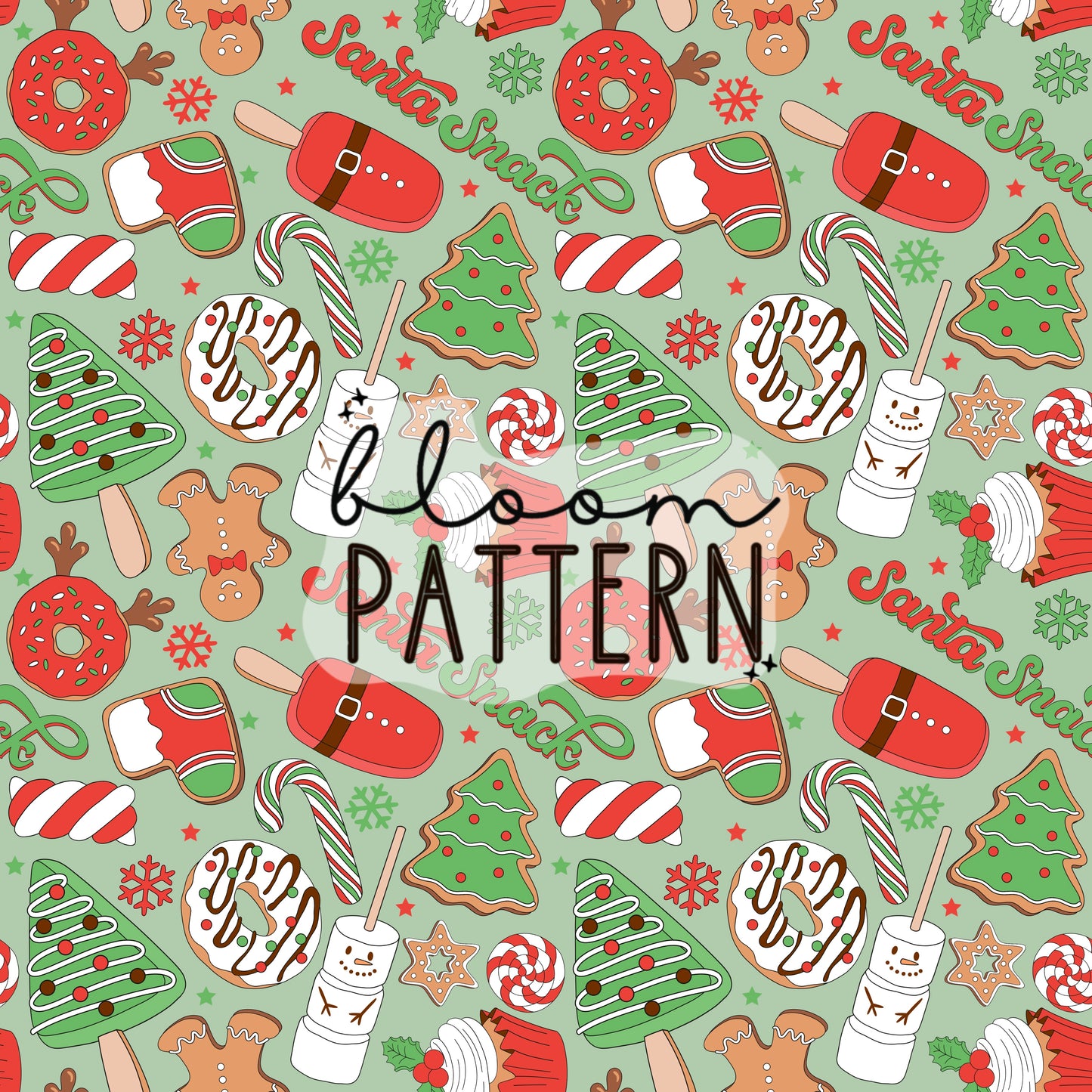 Christmas Santa Snacks Seamless Pattern
