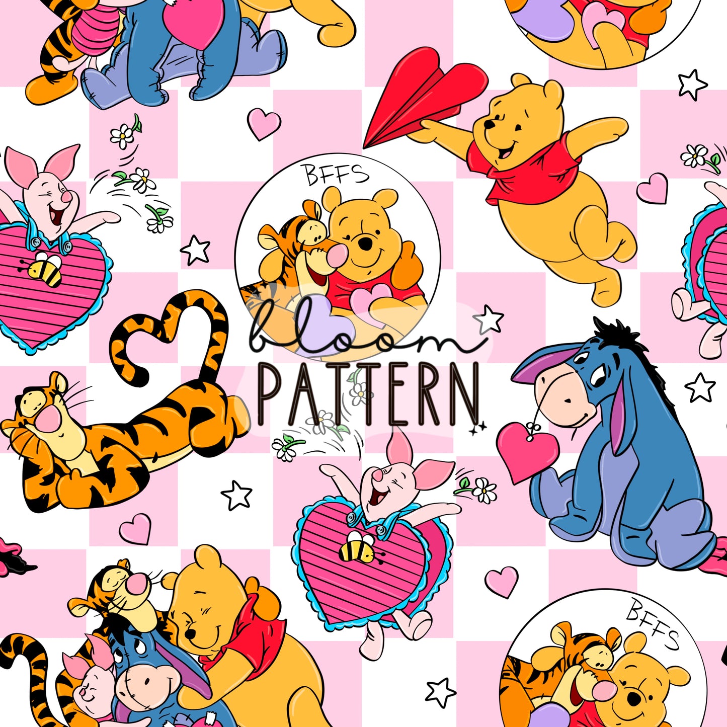 Pooh Valentines day Seamless Pattern