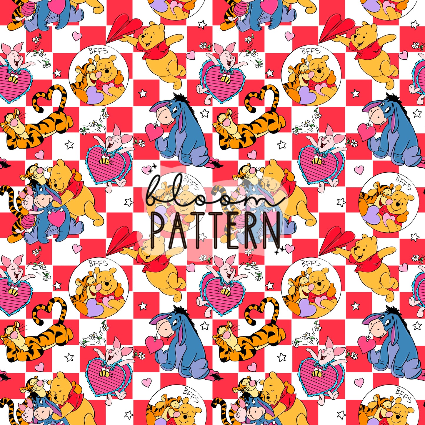 Pooh Valentines day Seamless Pattern