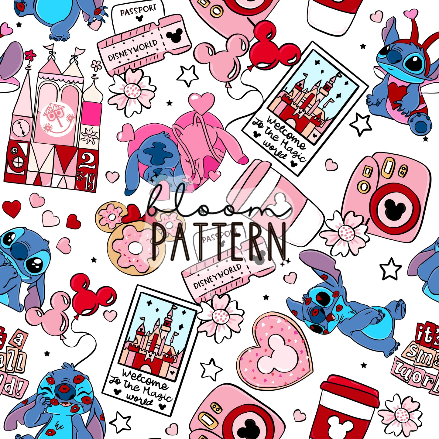 Valentines day Stitch Seamless Pattern