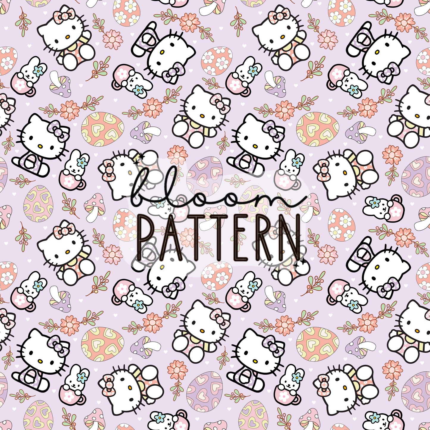 Kitty easter seamless pattern
