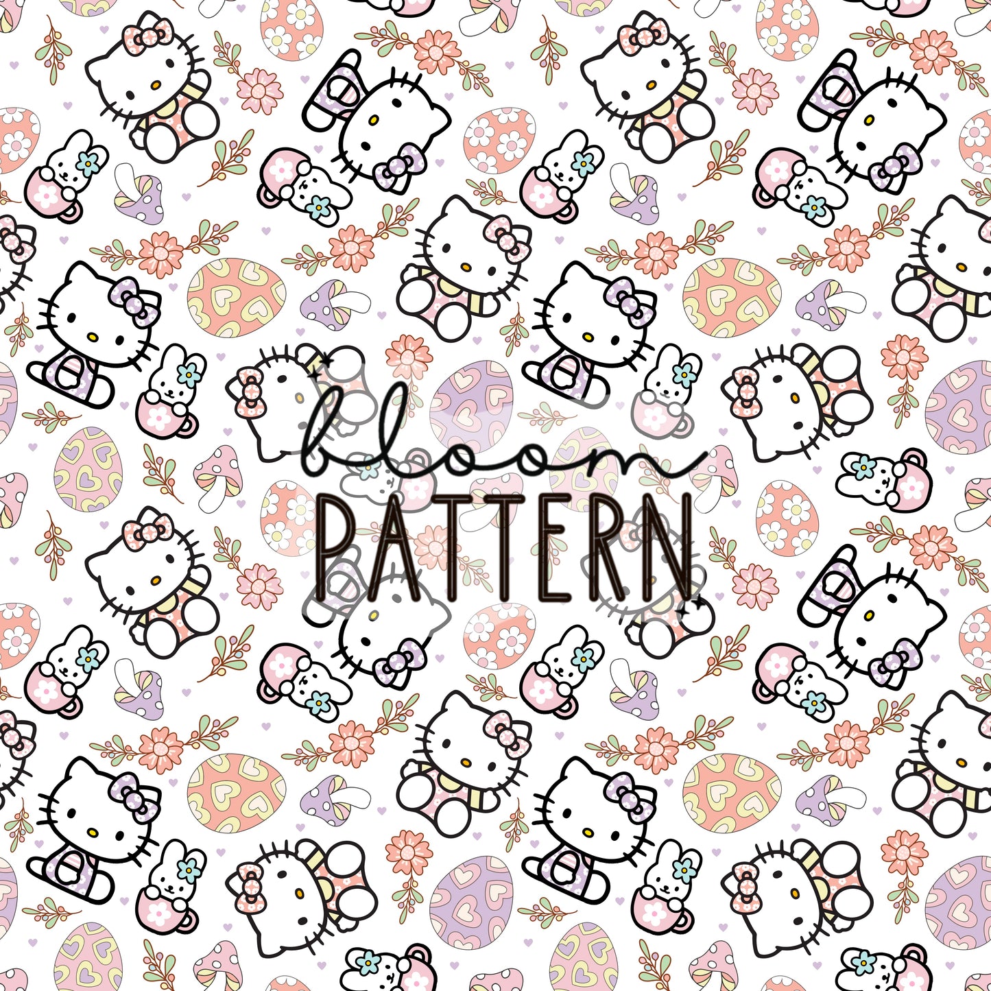Kitty easter seamless pattern