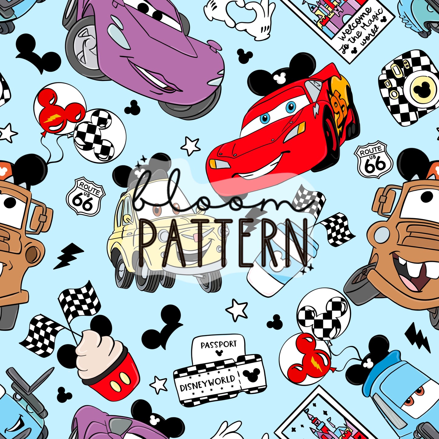 Cars Magical Snacks Seamless Pattern