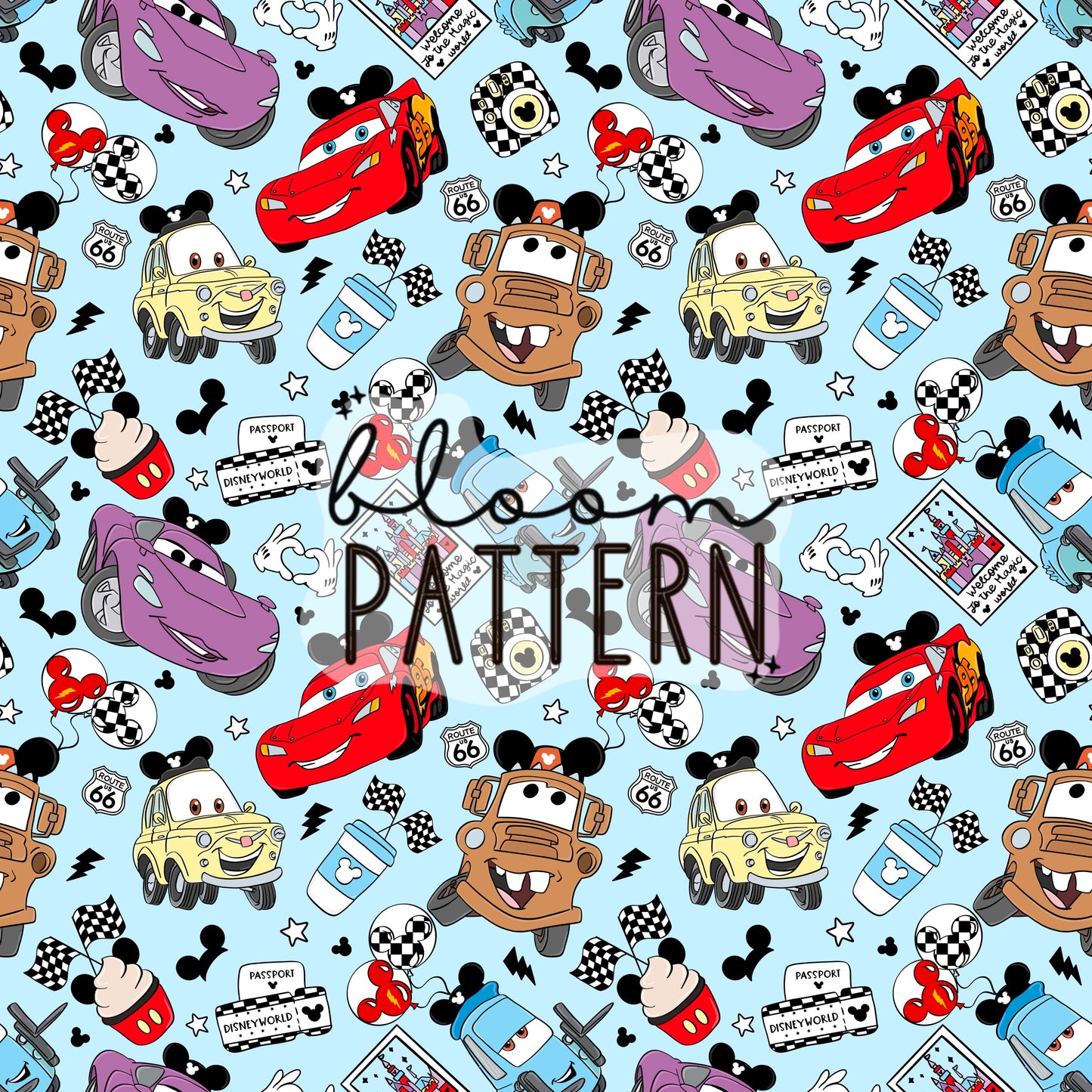 Cars Magical Snacks Seamless Pattern