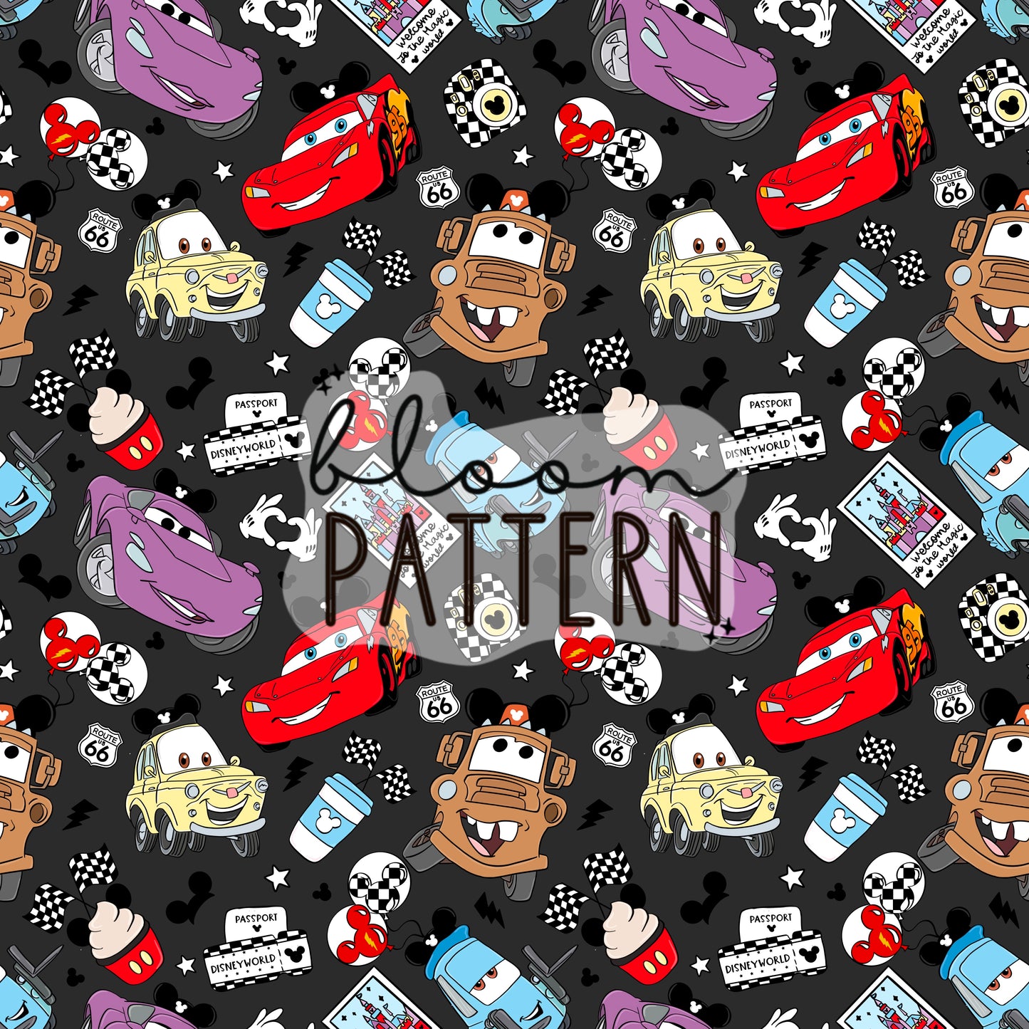 Cars Magical Snacks Seamless Pattern
