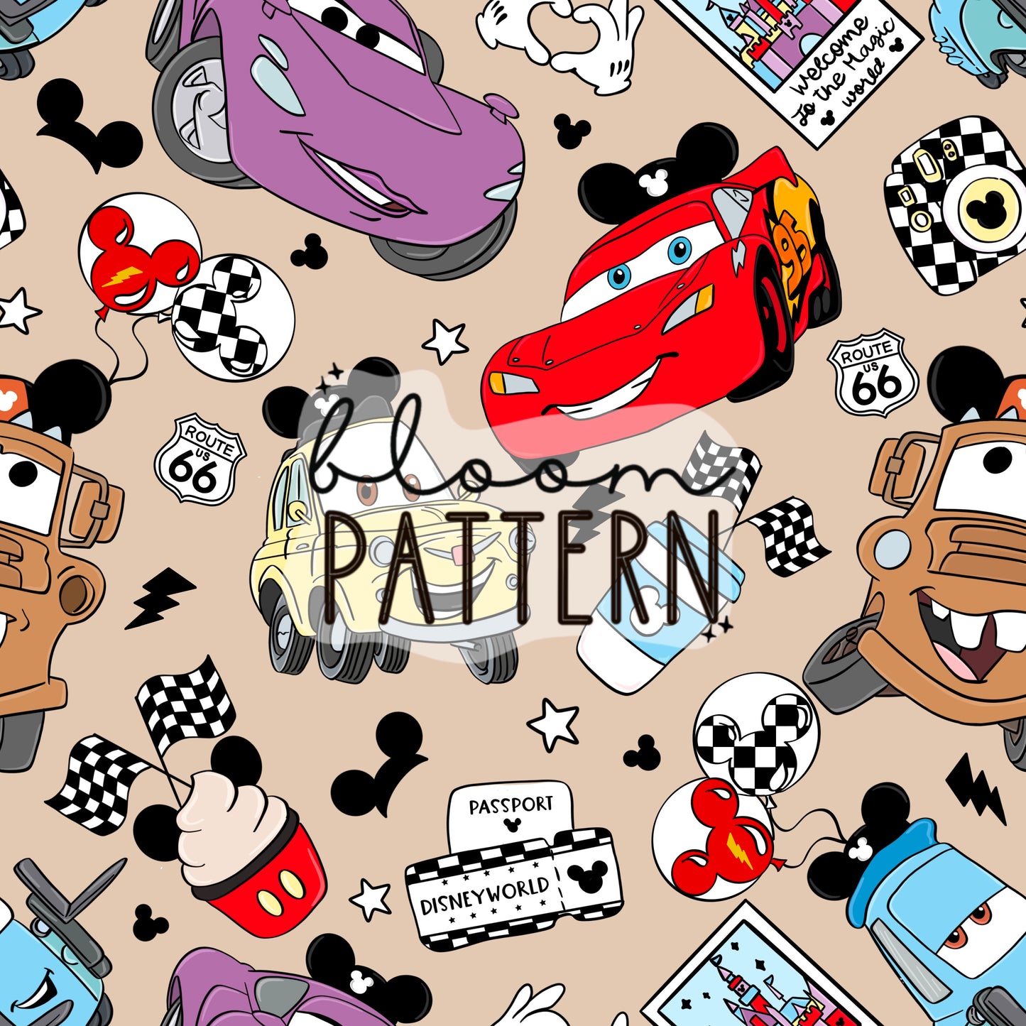 Cars Magical Snacks Seamless Pattern