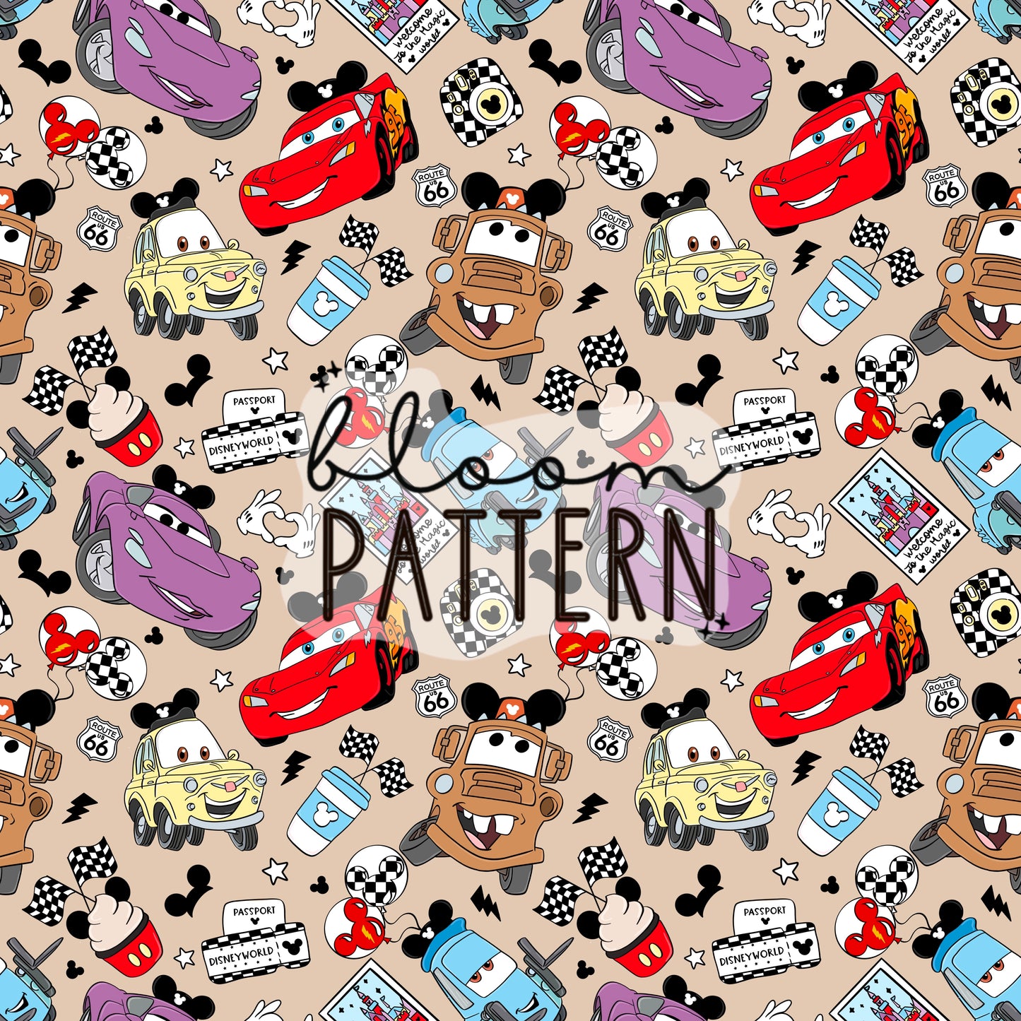 Cars Magical Snacks Seamless Pattern