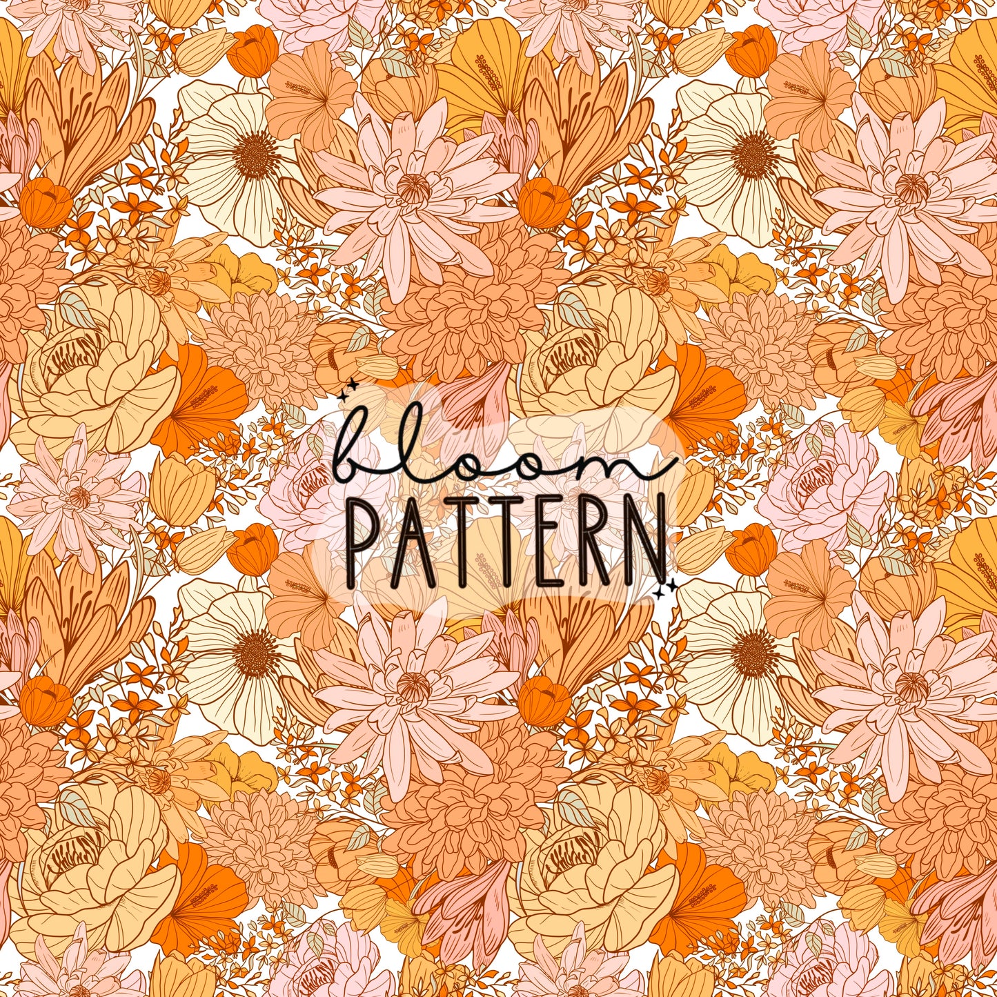 Boho Orange Flower Seamless Pattern