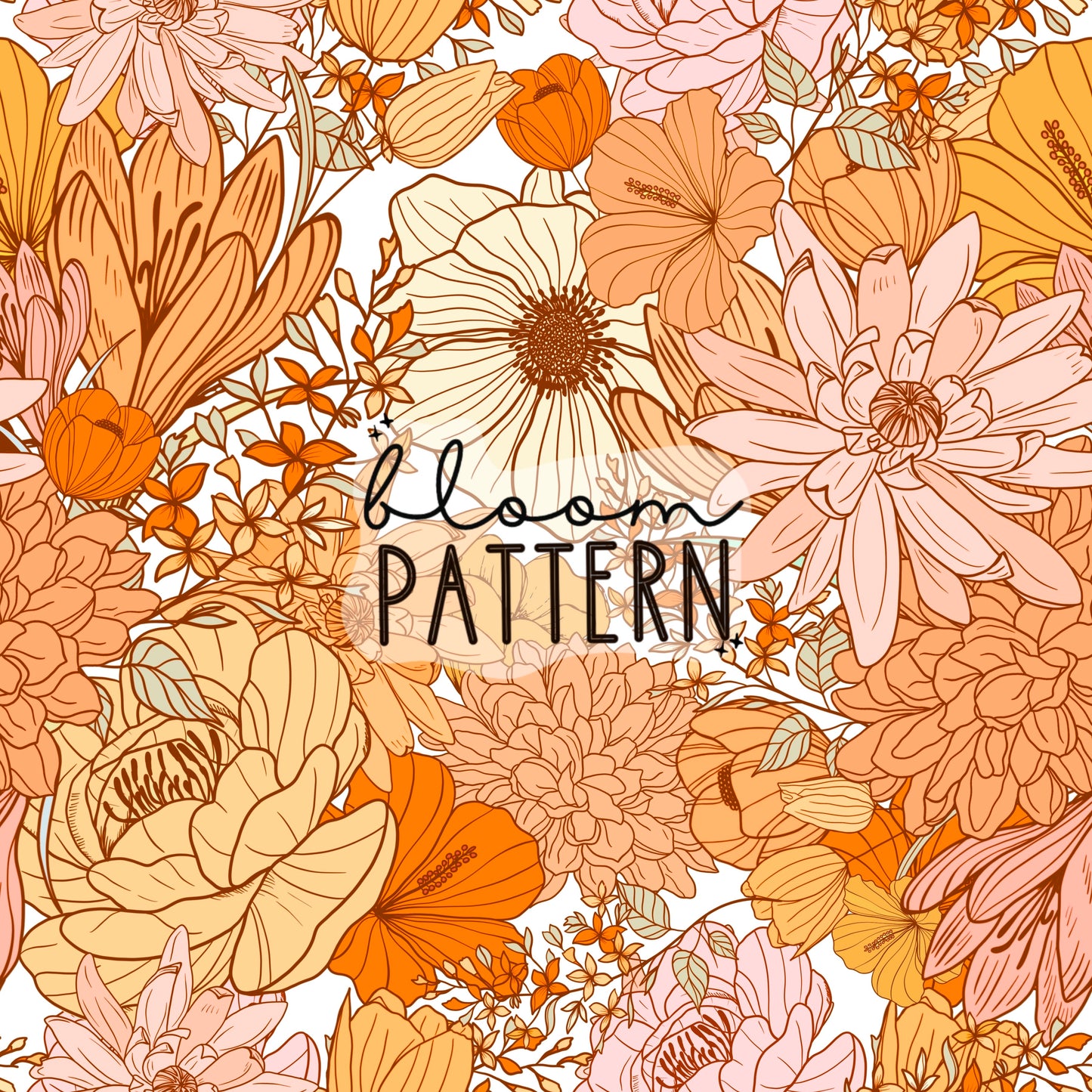 Boho Orange Flower Seamless Pattern