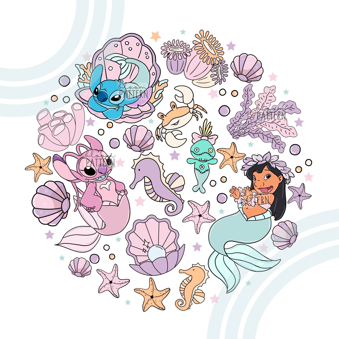 Mermaid Stitch Sublimation Design