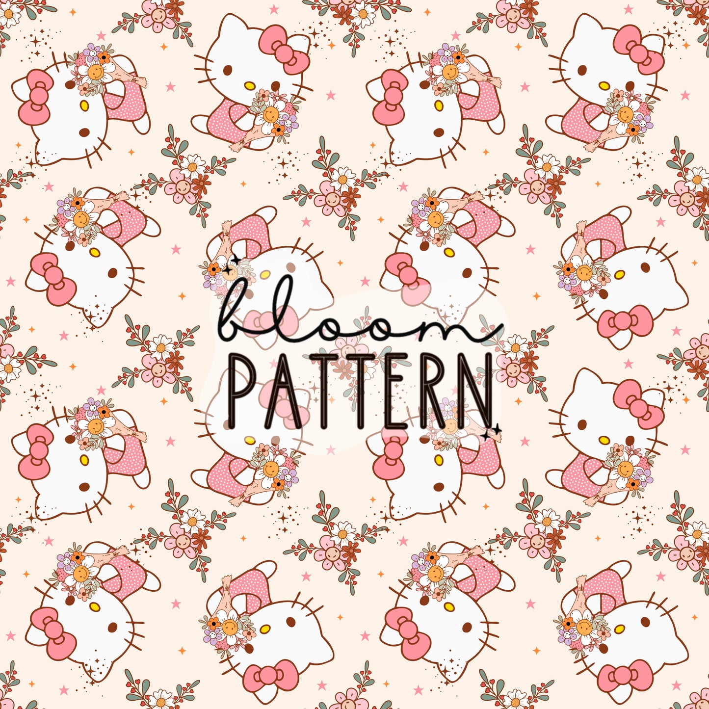 Kitty spring seamless pattern