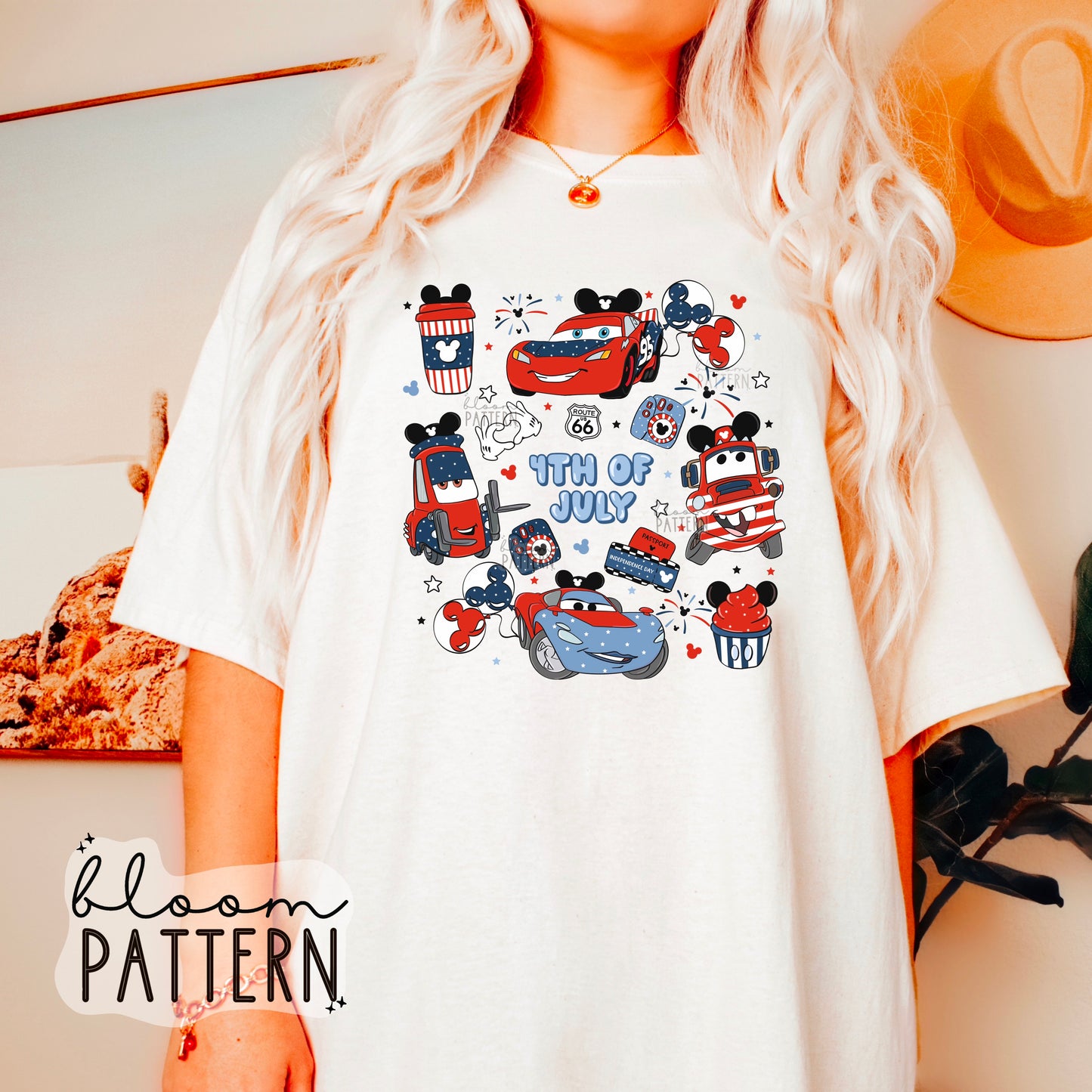 4th of july Cars Retro Sublimation Design