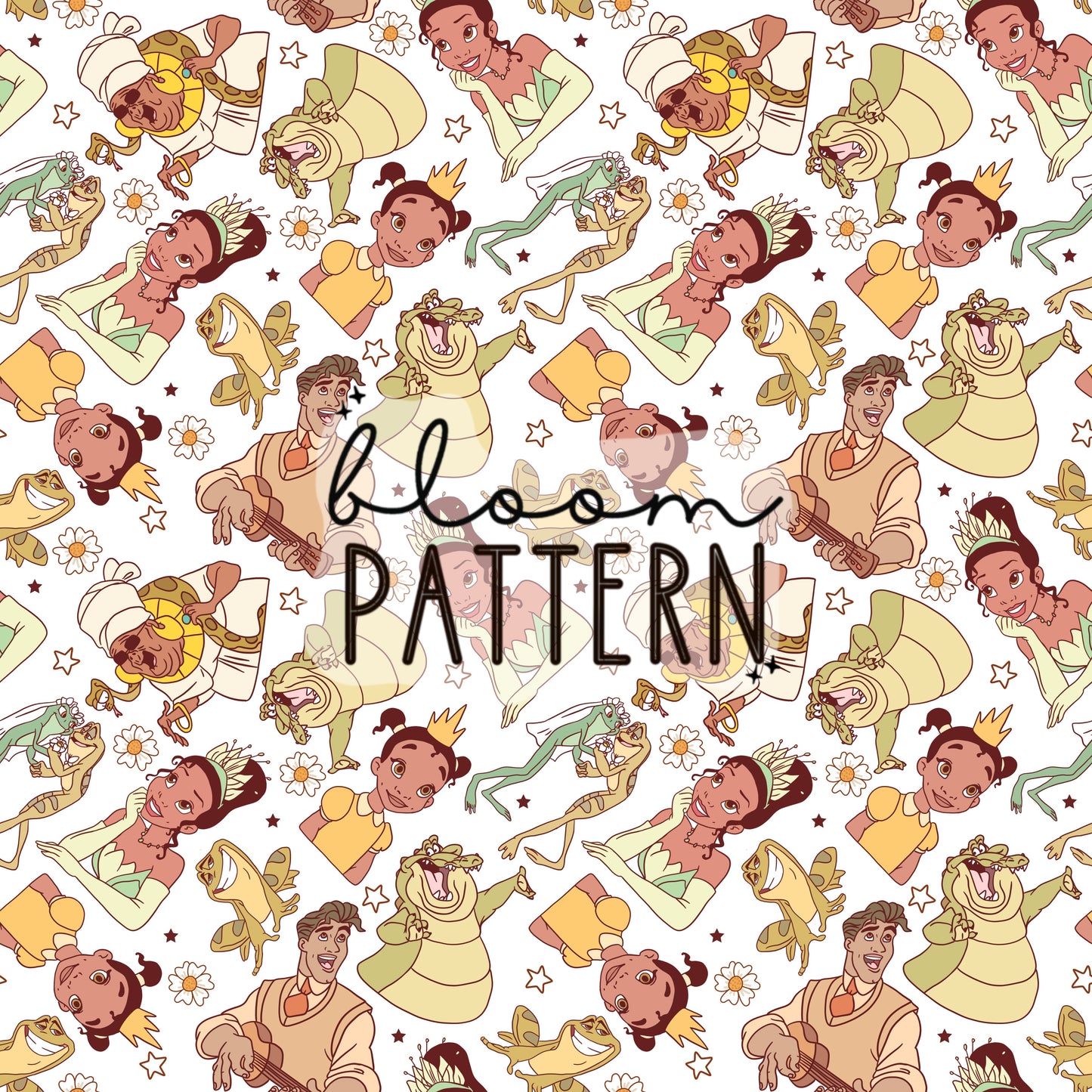 Princess frog seamless pattern