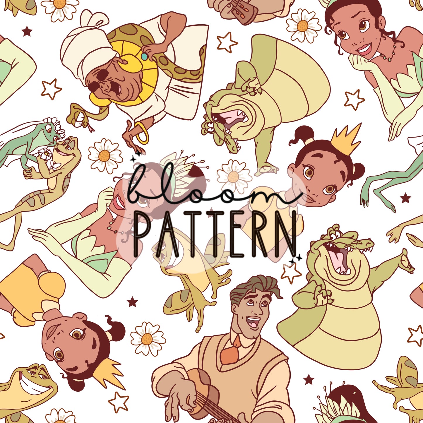 Princess frog seamless pattern