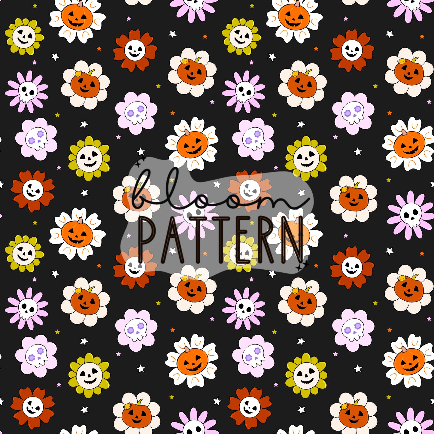 Pumpkin Flower Seamless Pattern
