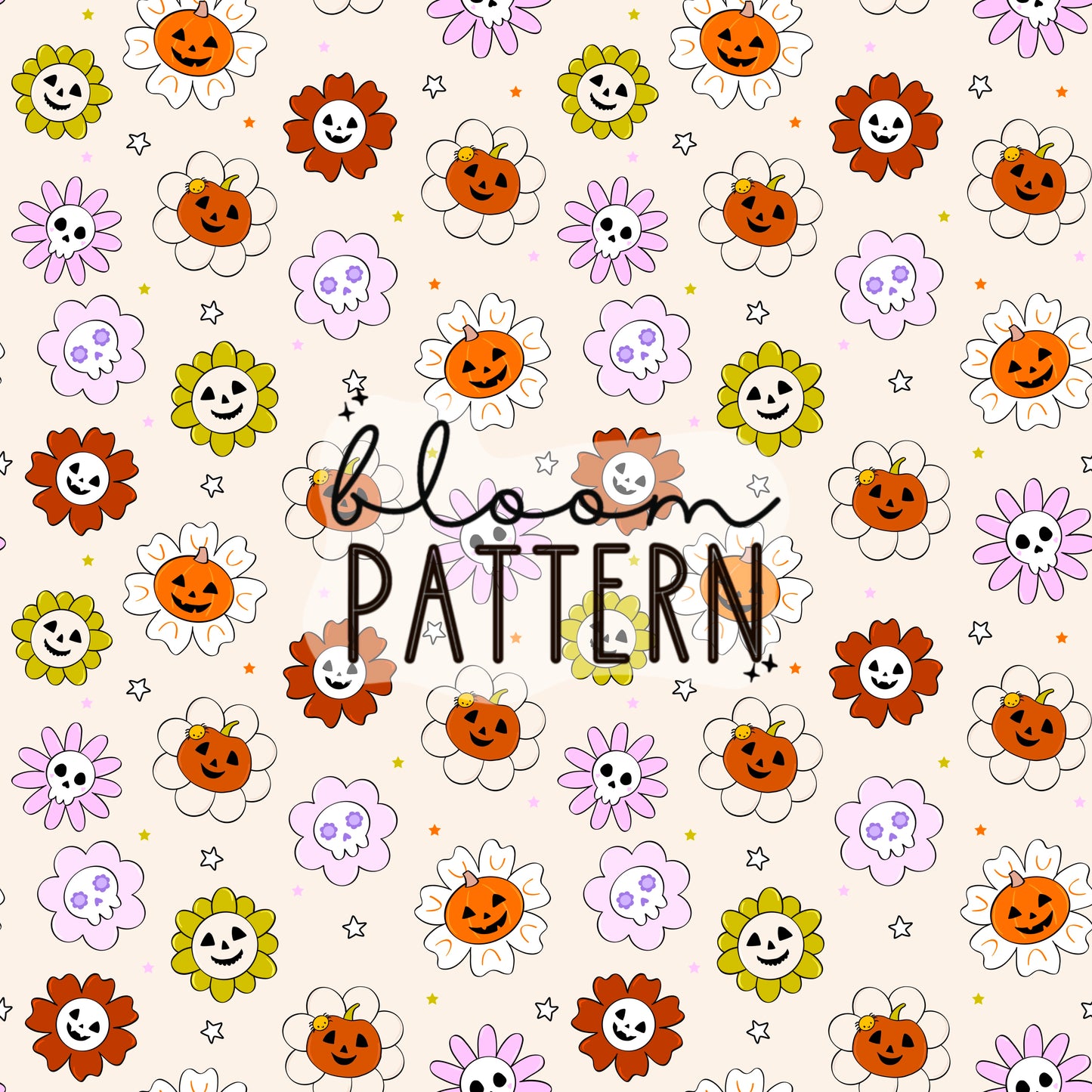 Pumpkin Flower Seamless Pattern