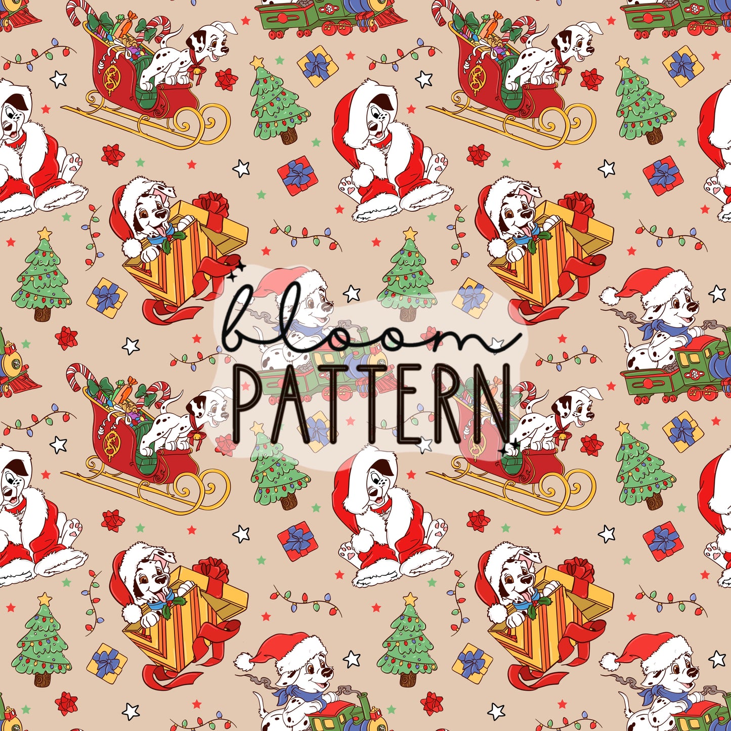 Dalmatians Christmas Seamless Pattern