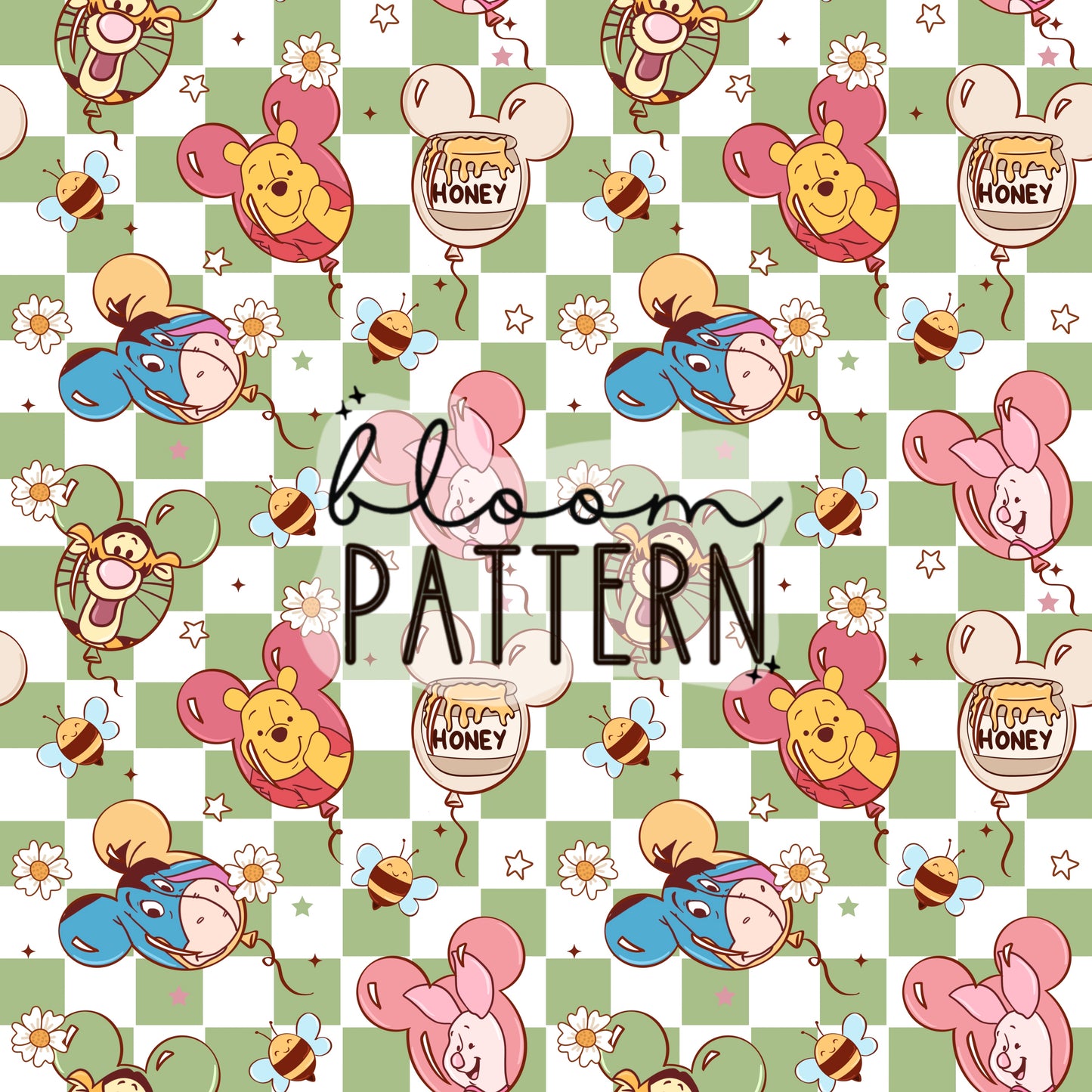 Magical Pooh Spring Seamless Pattern