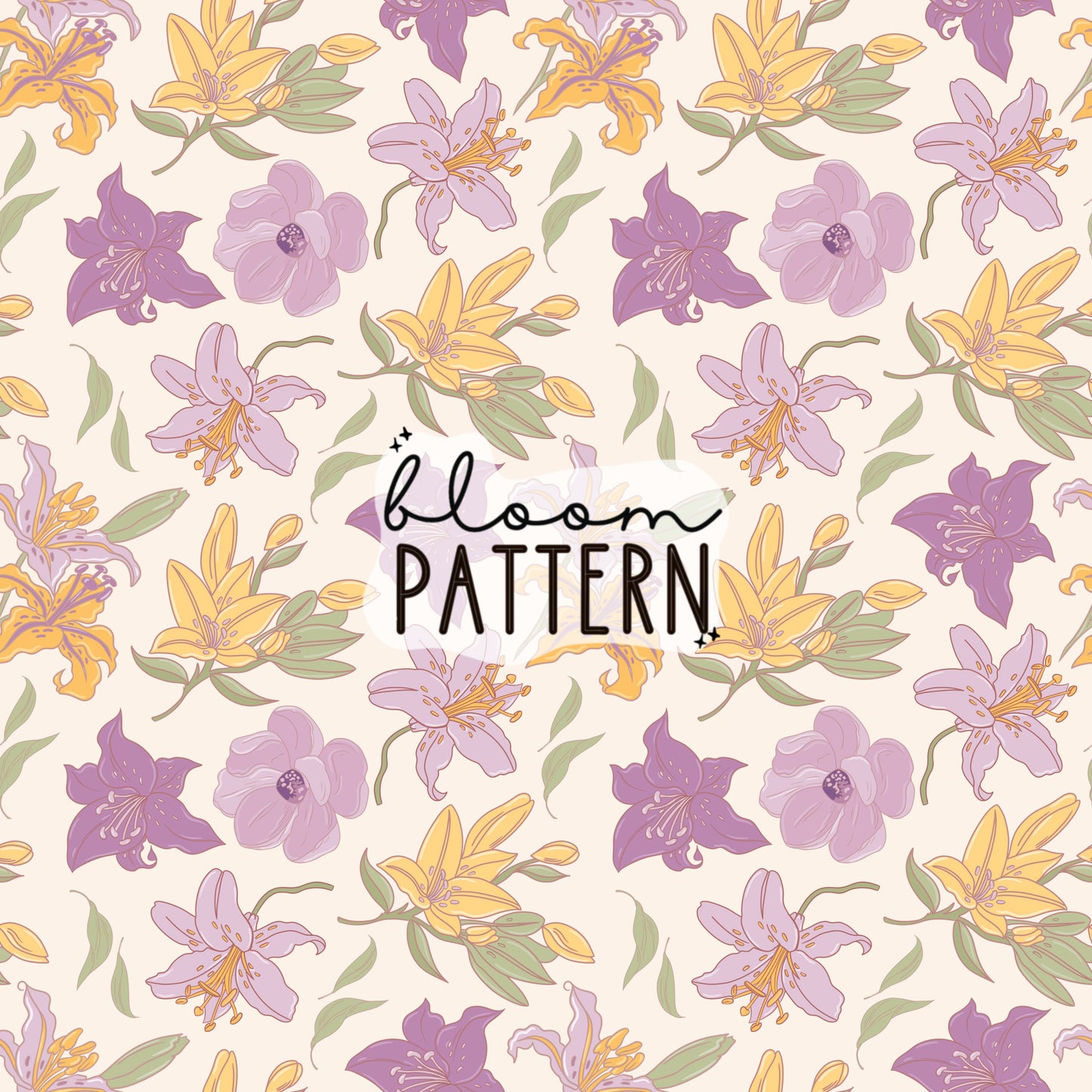 Vintage Lily Purple Seamless Pattern