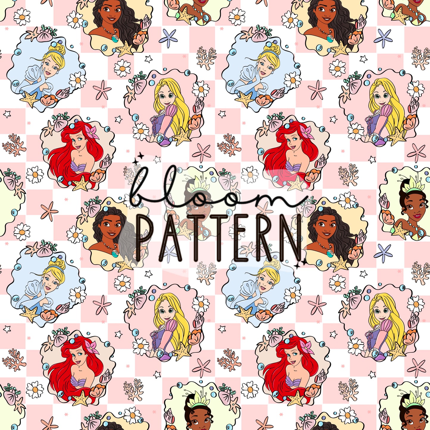 Princess Beach Summer Seamless Pattern