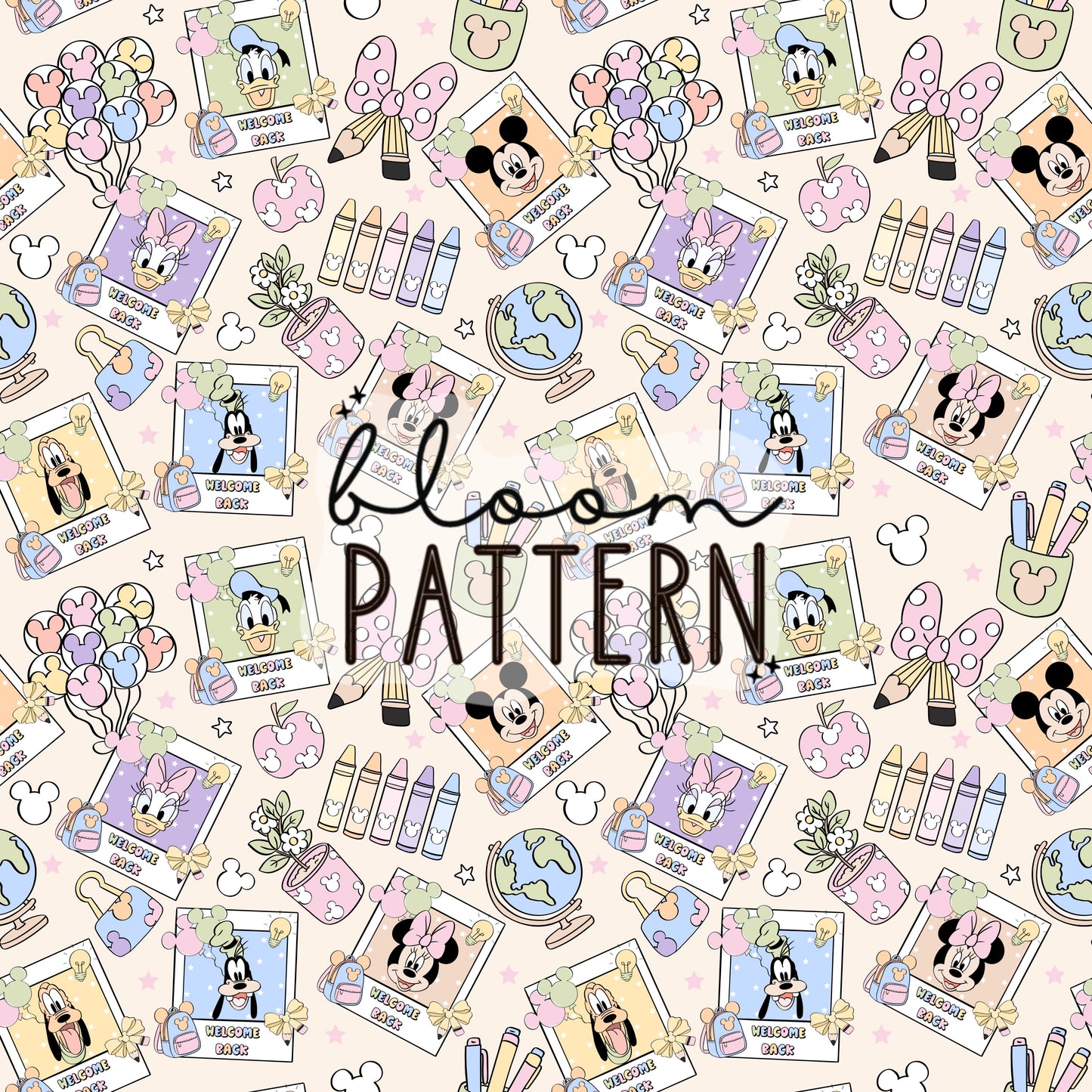 Pastel Back to School Magical Seamless Pattern