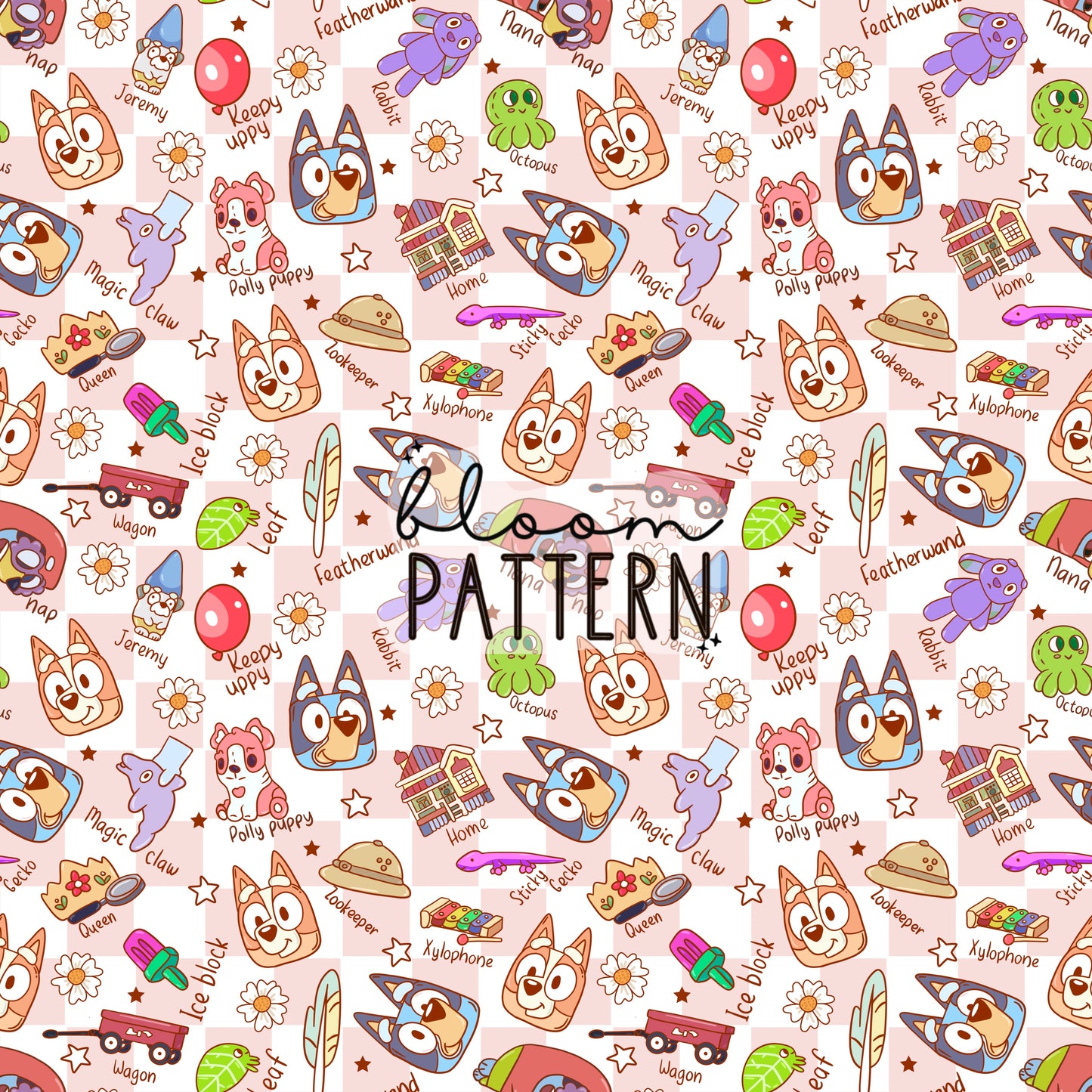 Blue Dog Cute Flower Seamless Pattern