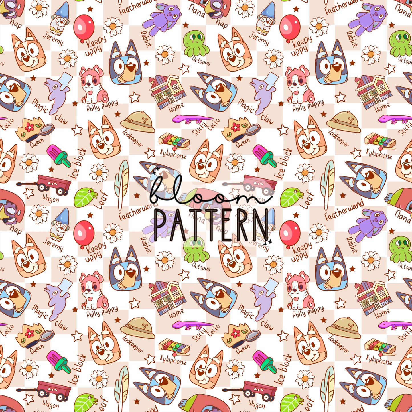 Blue Dog Cute Flower Seamless Pattern