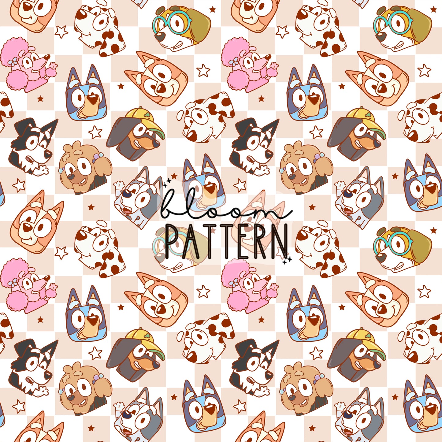 Blue Dog Retro Seamless Pattern