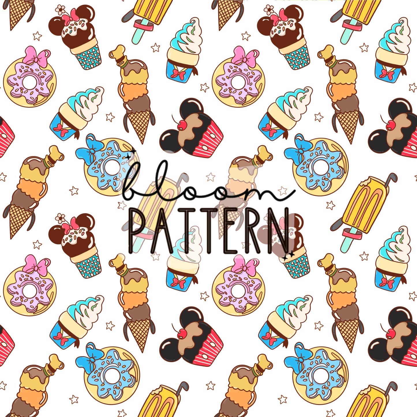 Bundle of 2 Ice Cream Magical Mouse Seamless Pattern