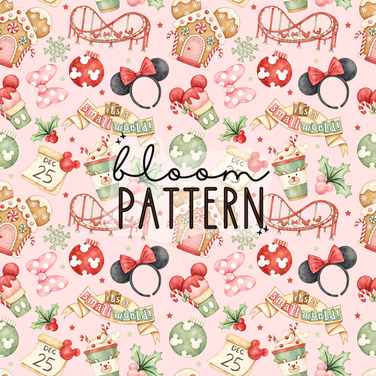 Watercolor Christmas Trip Seamless Pattern