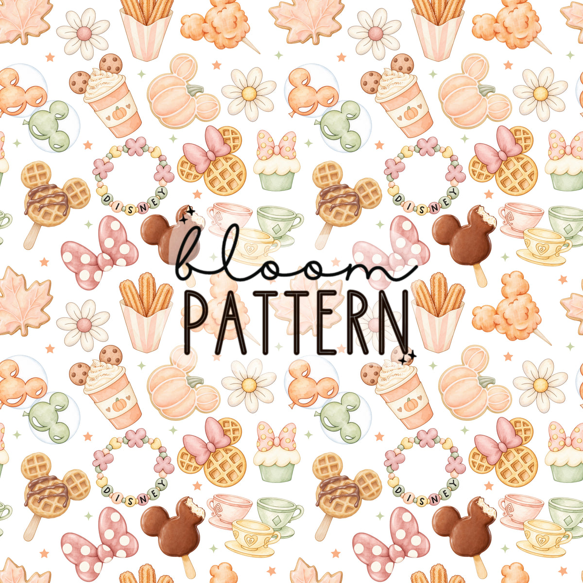 Watercolor Autumn Magical Park Seamless Pattern