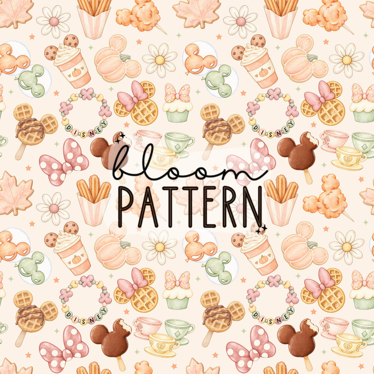 Watercolor Autumn Magical Park Seamless Pattern
