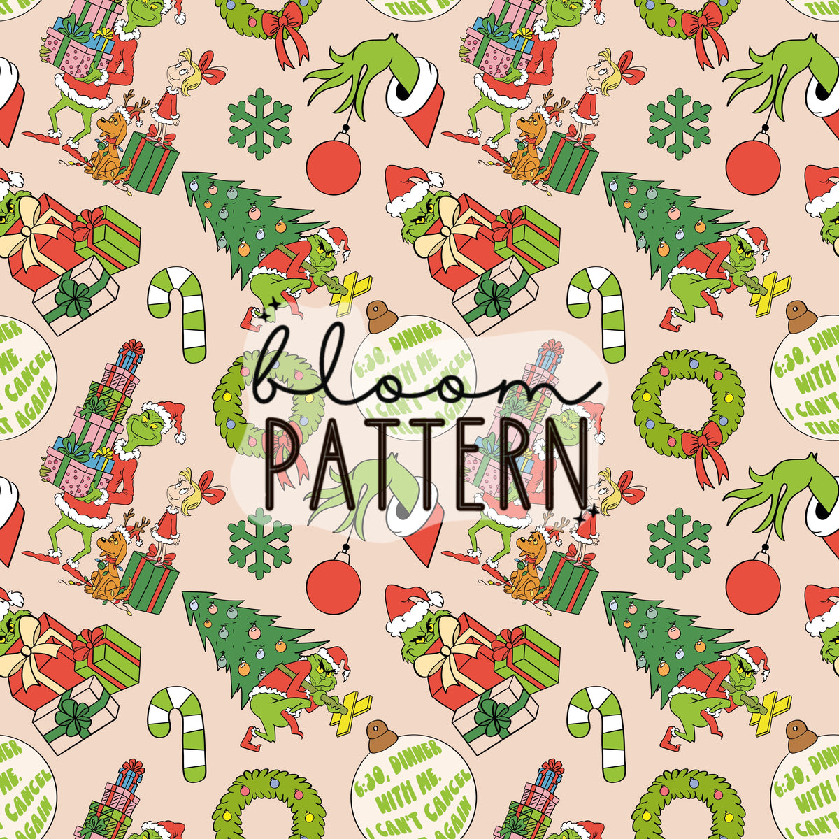 Grinch Christmas Seamless Pattern