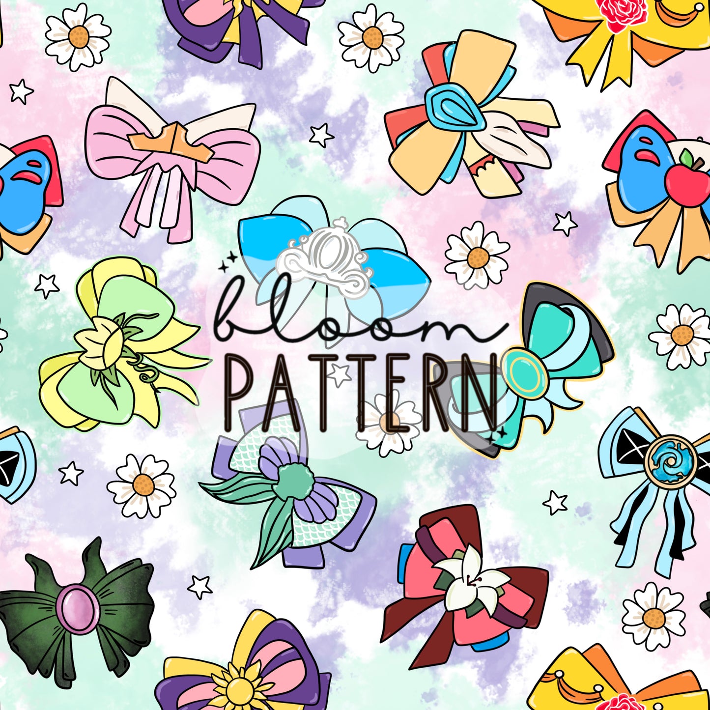 Magical Bow Princess Seamless Pattern