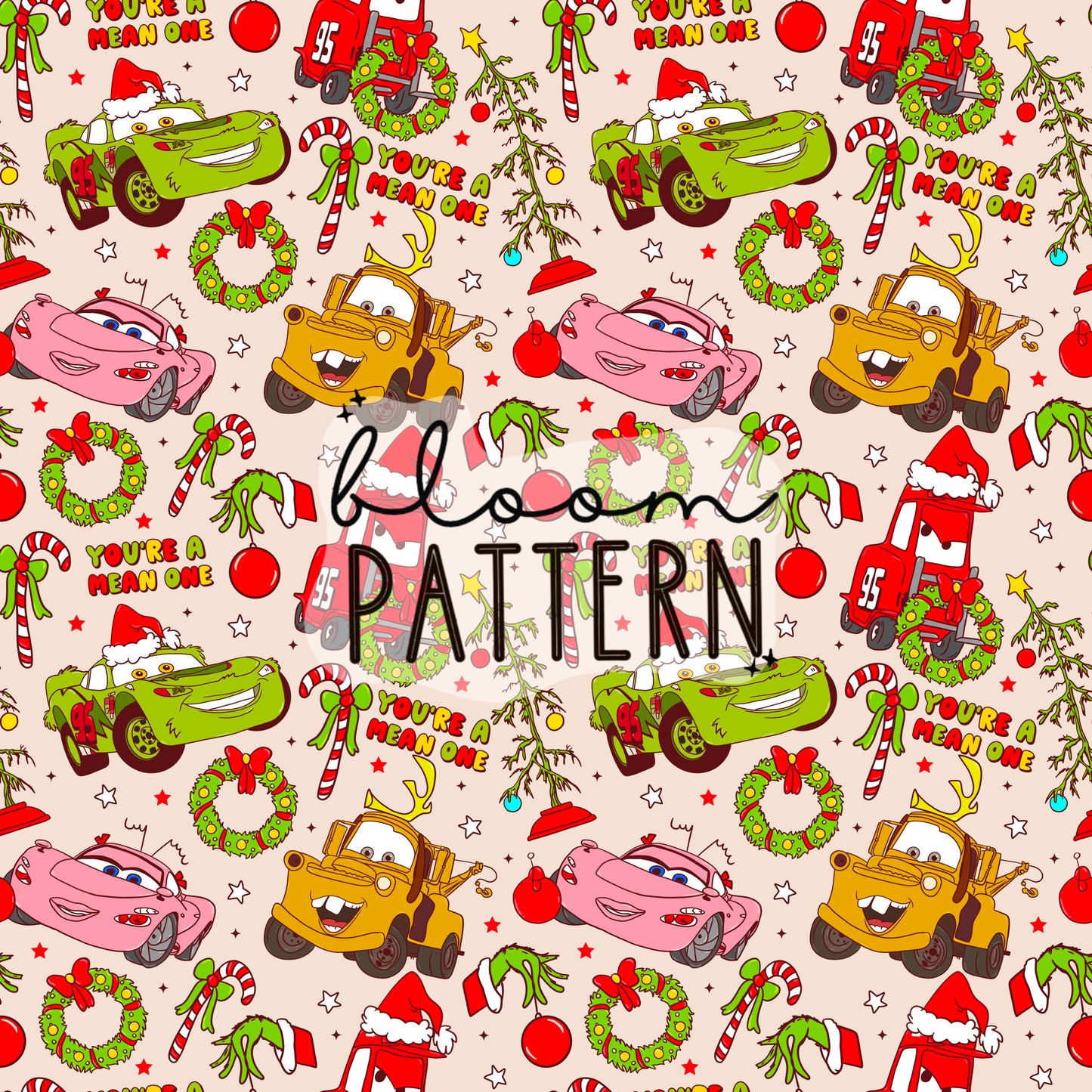 I hate christmas / Cars Christmas Seamless Pattern