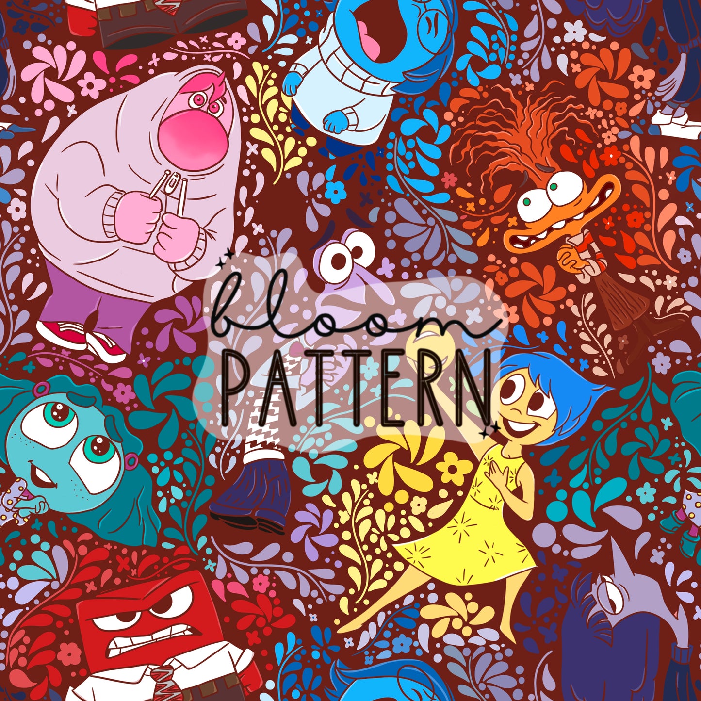 Inside Out 2 Emotions Seamless Pattern