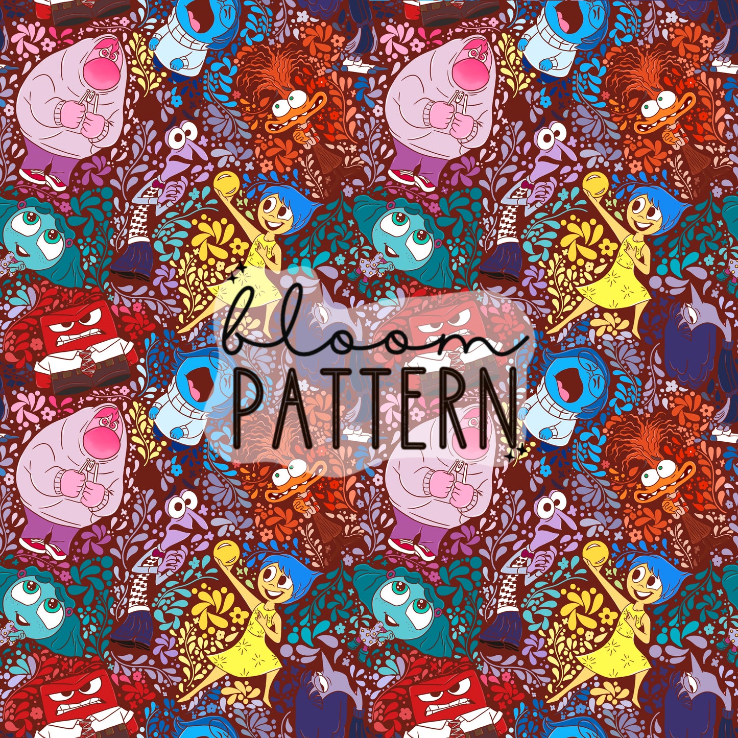 Inside Out 2 Emotions Seamless Pattern