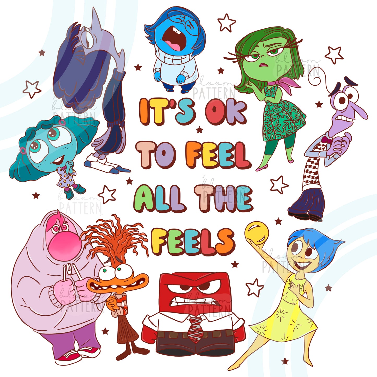 Inside Out 2 Emotions Sublimation Design