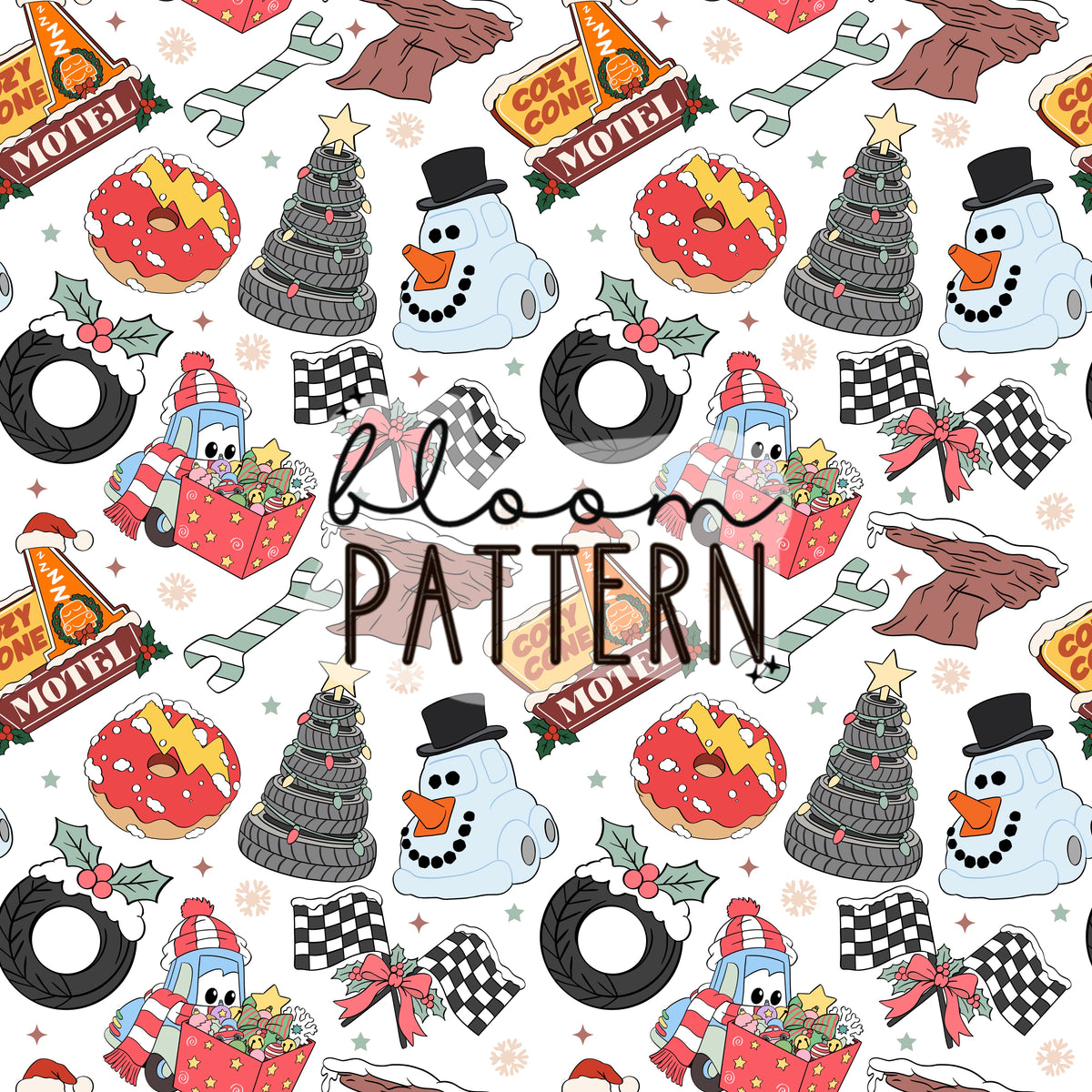 Christmas Cars Seamless Pattern
