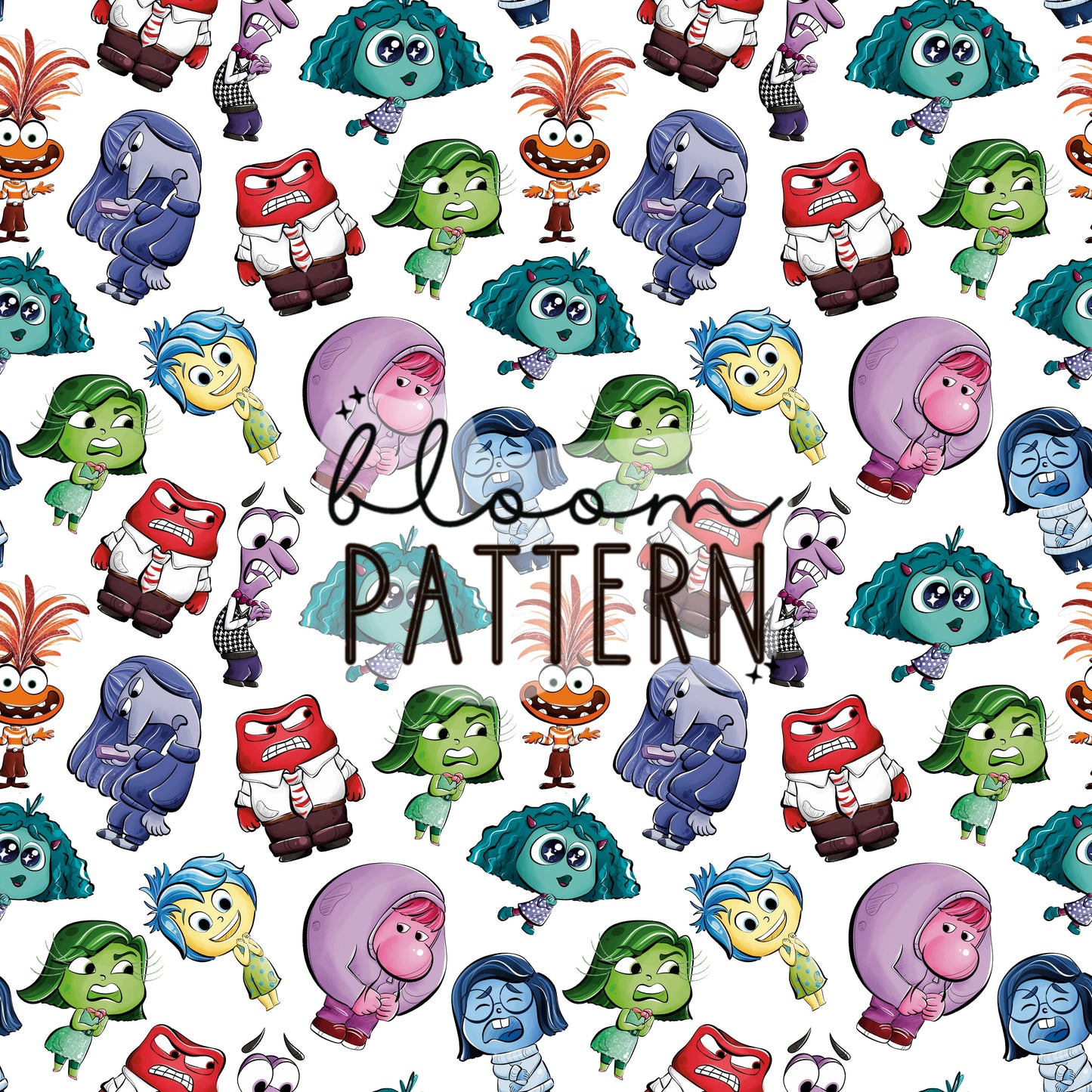 Inside Out 2 Emotions Seamless Pattern