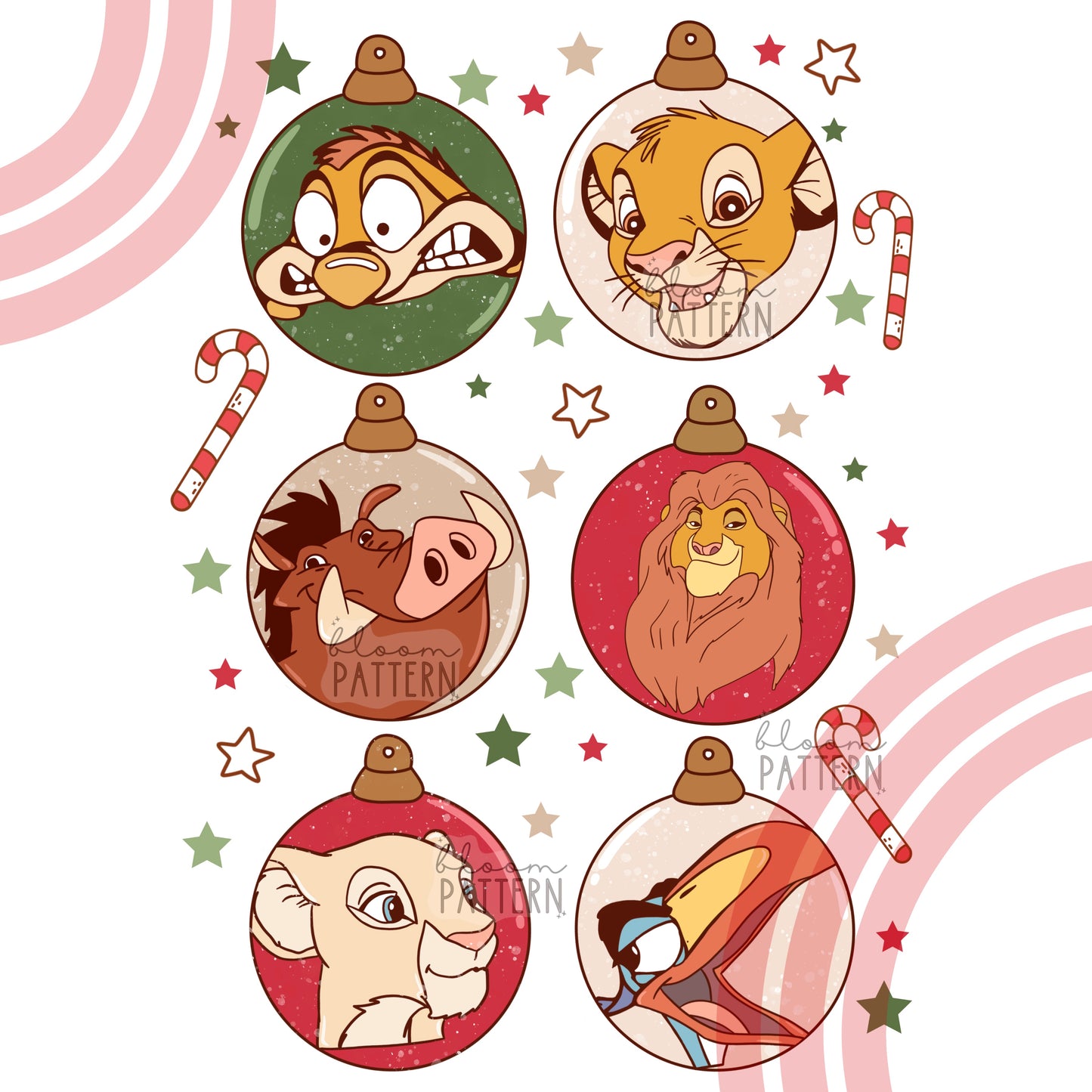 Lion Christmas Seamless Pattern