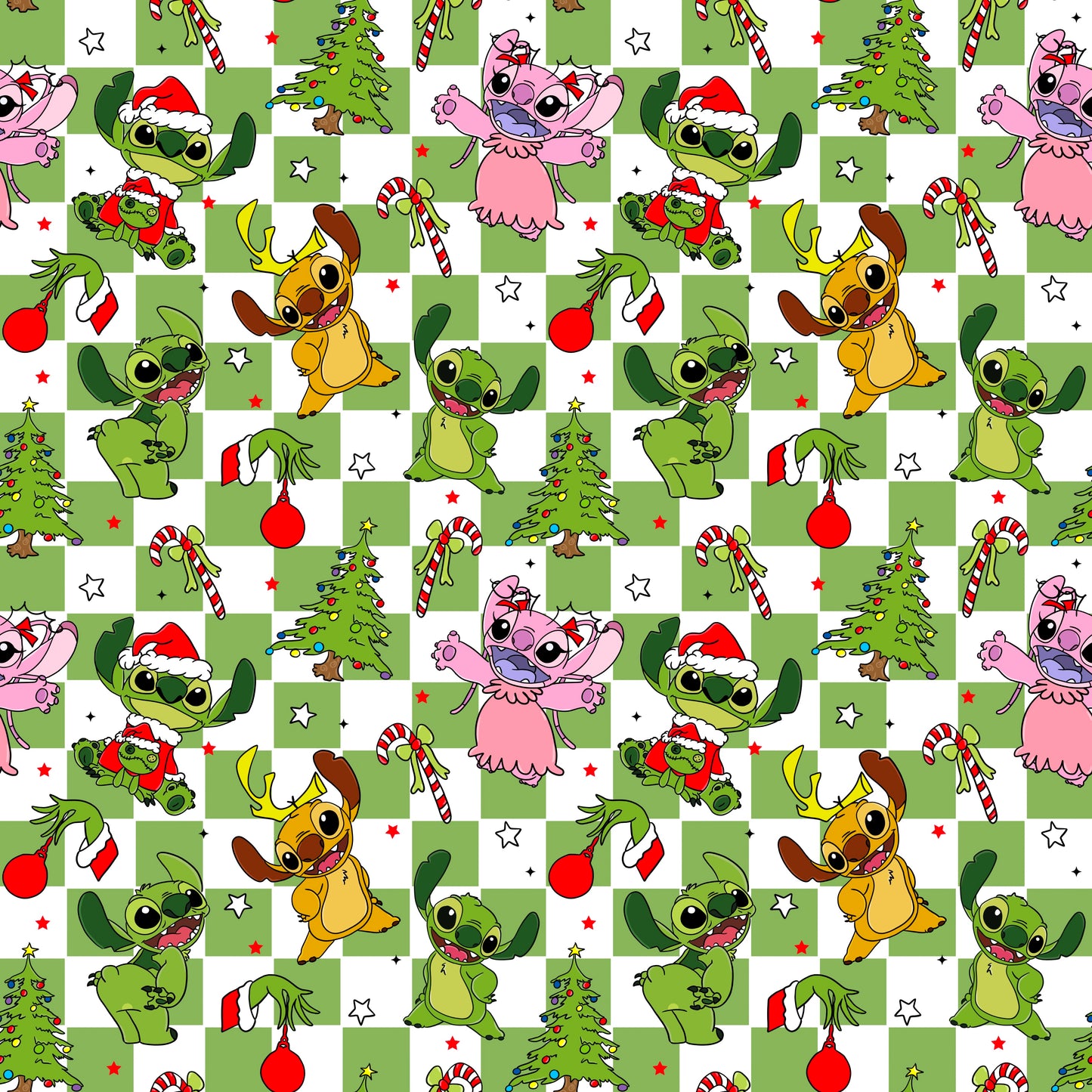 Stitch Grinch Christmas Seamless Pattern