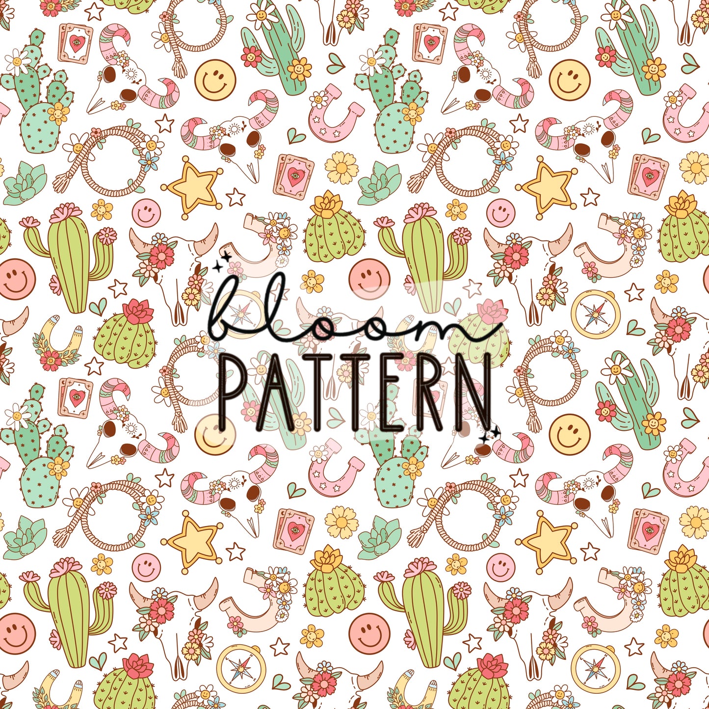 Retro Western Floral Seamless Pattern