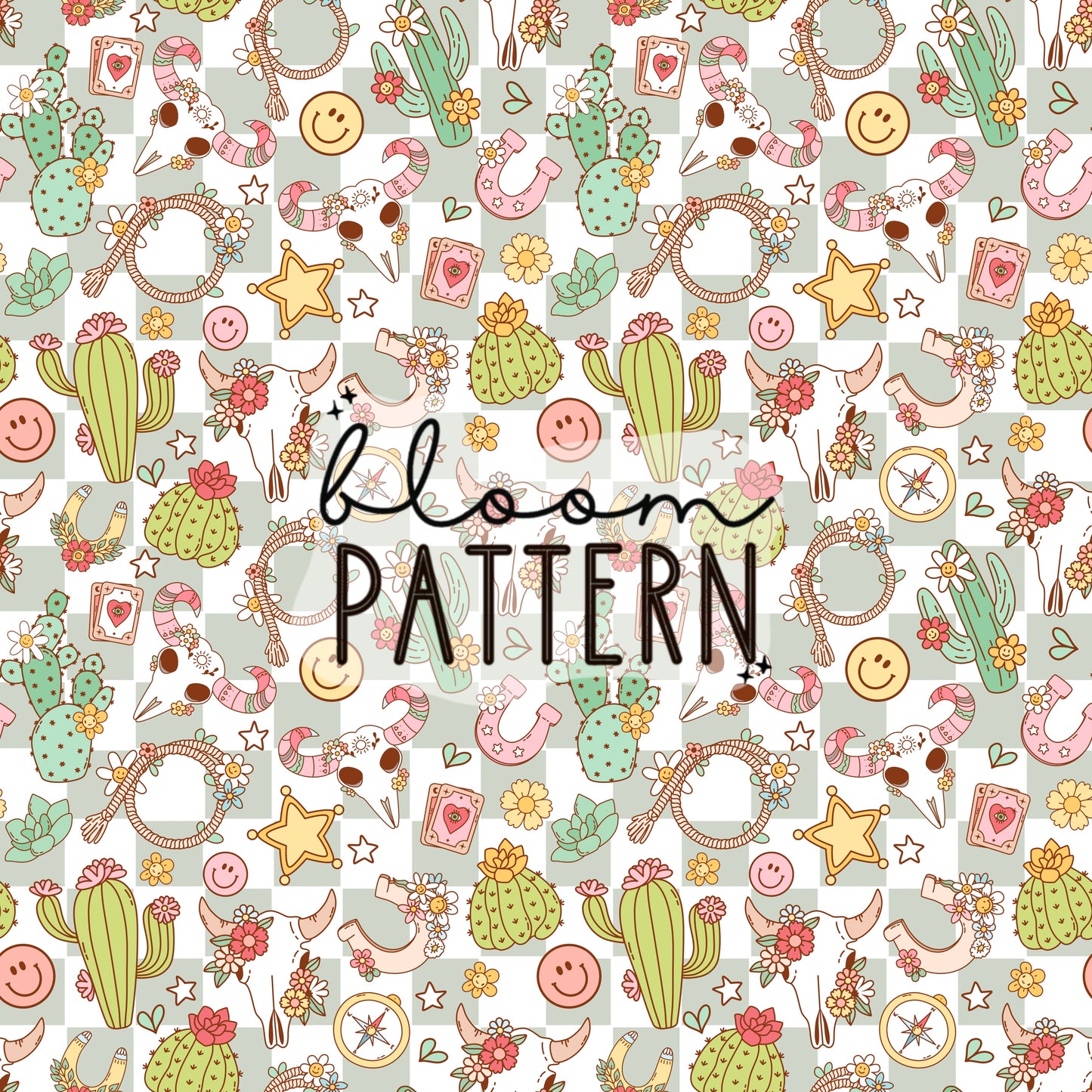 Retro Western Floral Seamless Pattern