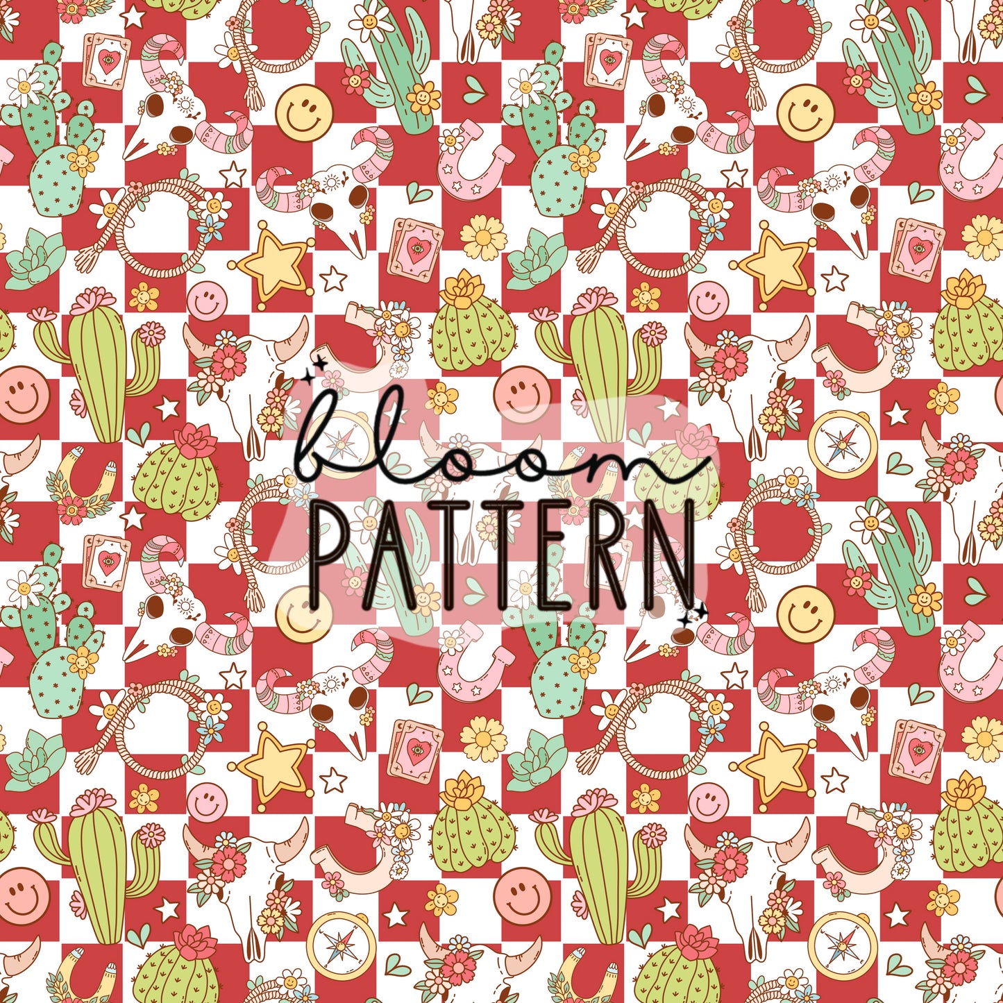 Retro Western Floral Seamless Pattern