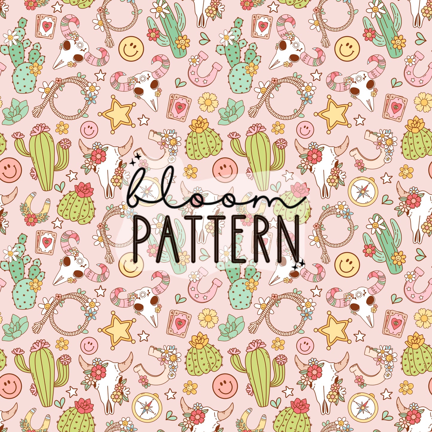Retro Western Floral Seamless Pattern